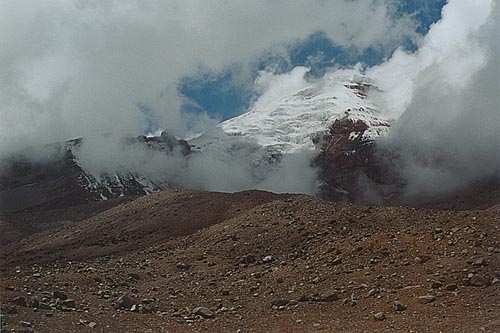 Nejvyšší hora Ecuadoru - Chimboraso ( 6 310 m) - od chaty Refugio Whymper