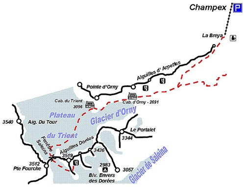 Mapa Aiguilles Dorées