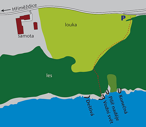 Mapka oblasti Hříměždice, kresba P. Jandík