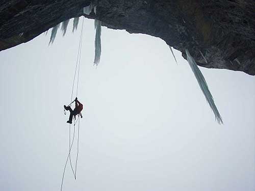 Jumarování na „Crowfoot Glacier“