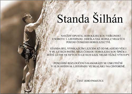 Pozvánka na rozlučku se Standou Šilhánem
