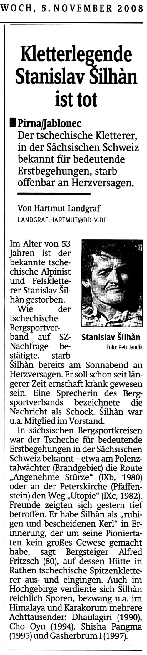 Nekrolog v Pirnaer Zeitung, repro Horyinfo