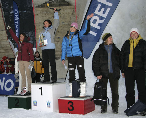 Val Daone, stupně vítězů: Moreauová, Tolokoninová, Hrozová, Müllerová, Graftiauxová