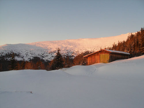 Predné sedlo (1456 m), nad ním hřeben západně od Kráľovej Hole
