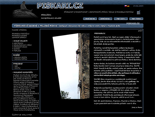 piskari.cz - hlavní strana webu