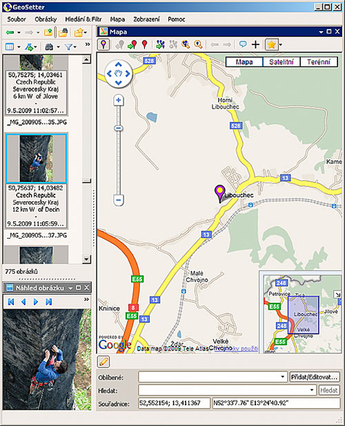 Geosetter - free fotolinkovací program pro Windows