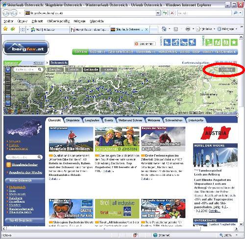 bergfex.at - nastavení velokosti zobrazení mapy