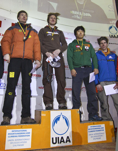 Vitězové ze Saas Fee 2010: Maxim Tomilov, Markus Bendler, Pak Hee Yong, Patrik Aufdenblatten
