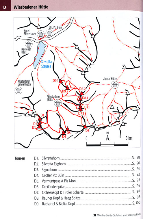 Panico: Silvretta Skitouren & Bergtouren plánek túr v oblasti