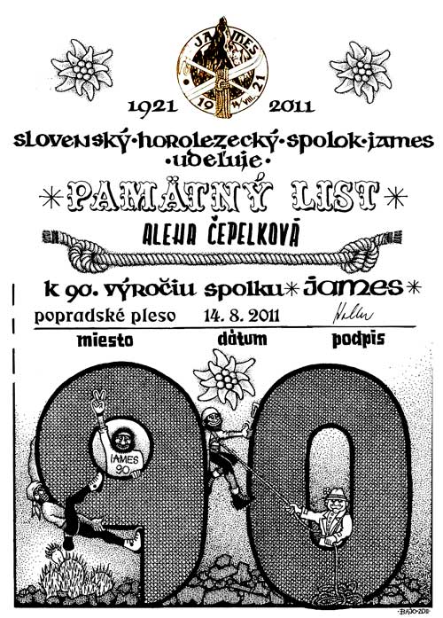 Pamětní list JAMES