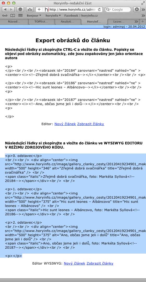 Vygenerované kódy 