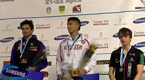 Vítězové zleva Fischhuber, Gelmanov, Tauporn