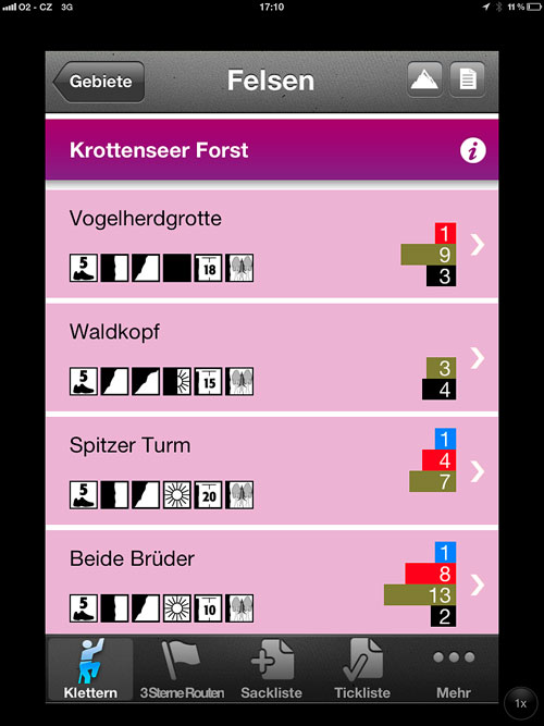 Seznam skal v oblasti Krotenseer Forst
