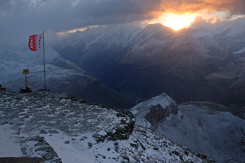 Ráno u Hörnlihütte