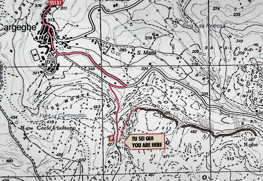 Mapka nástupu na ferratu Giorré