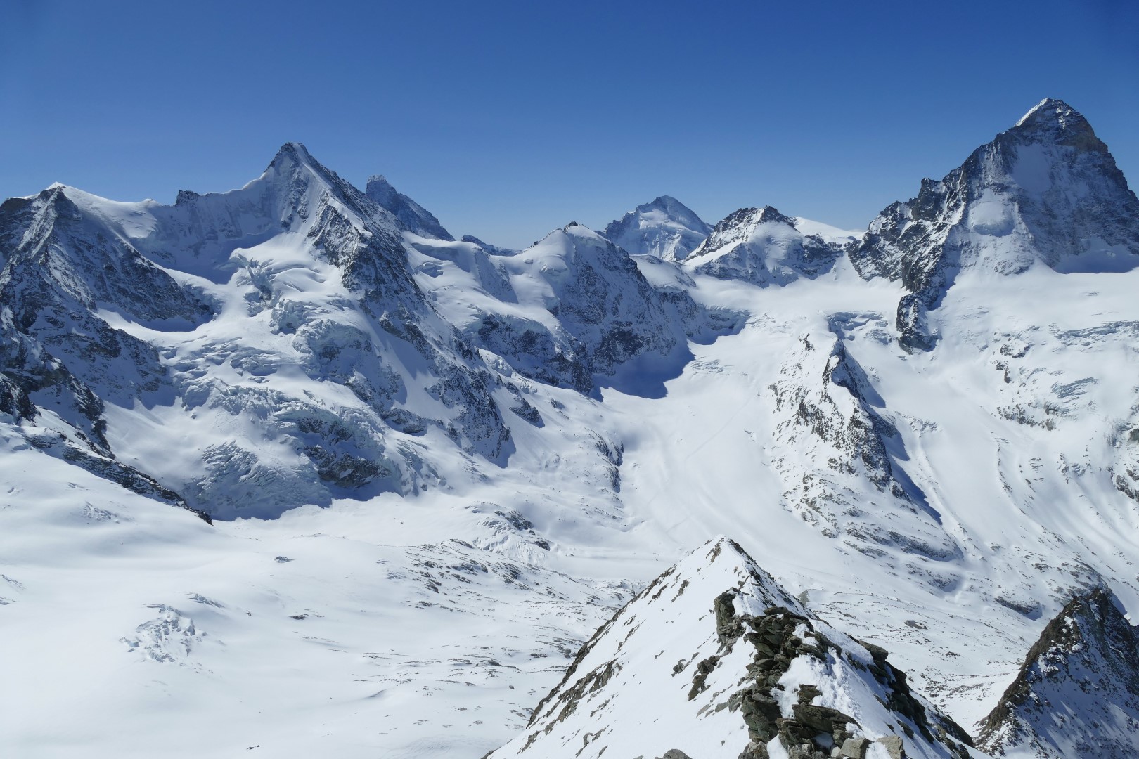 Pohled na trasu z Blanc du Moming