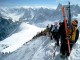 Fronta lyžařů na Vallee Blanche